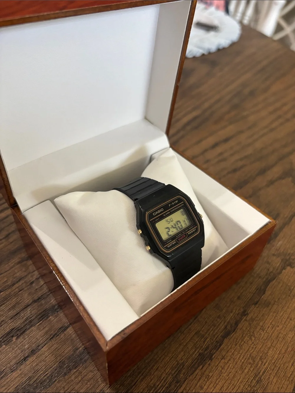 Casio F-91W  Digital Watch - Black with Gold Accents